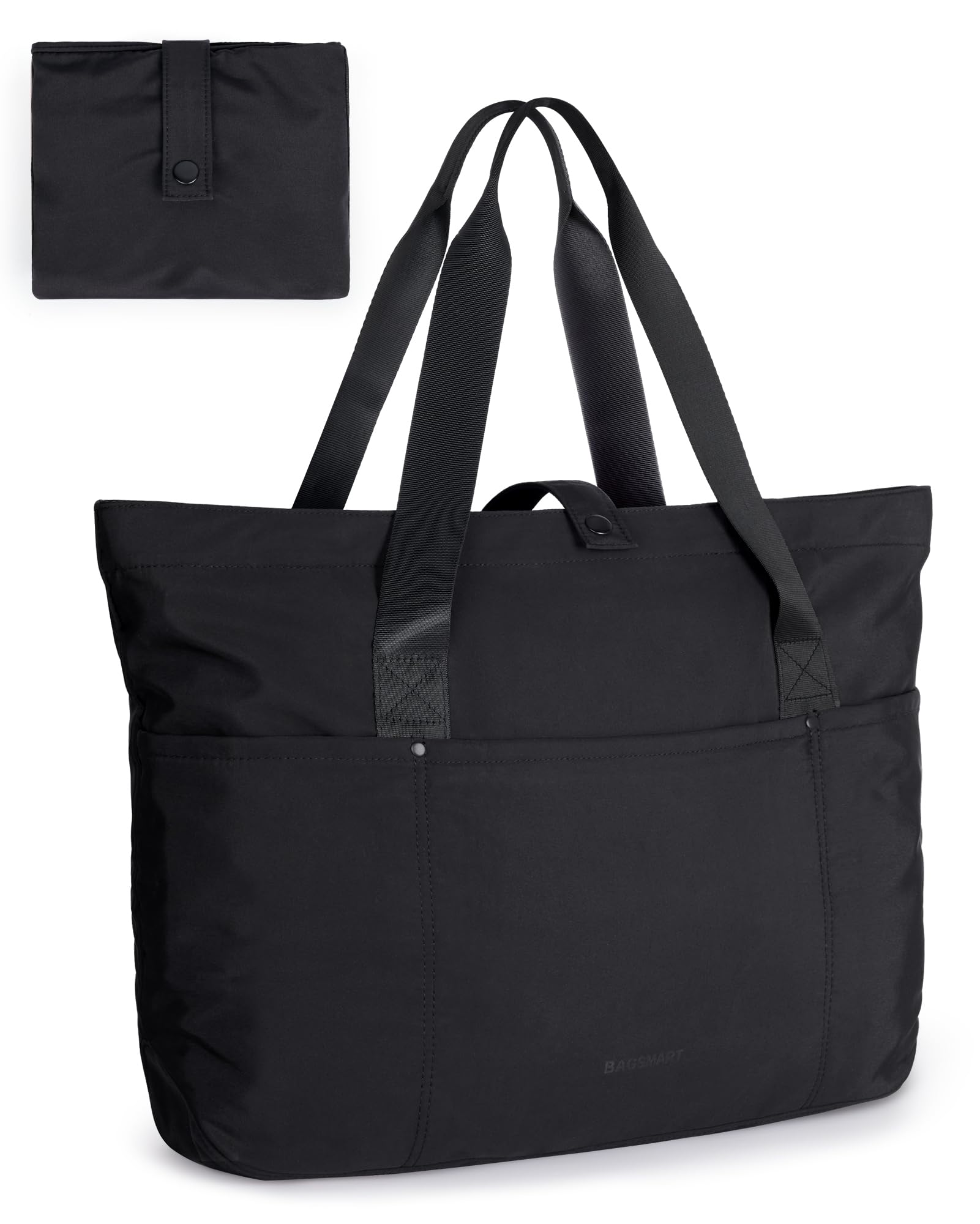 BAGSMART Tote Bag for Women, Foldable Tote Bag With Zipper Travel Large Shoulder Bag Handbag for Work