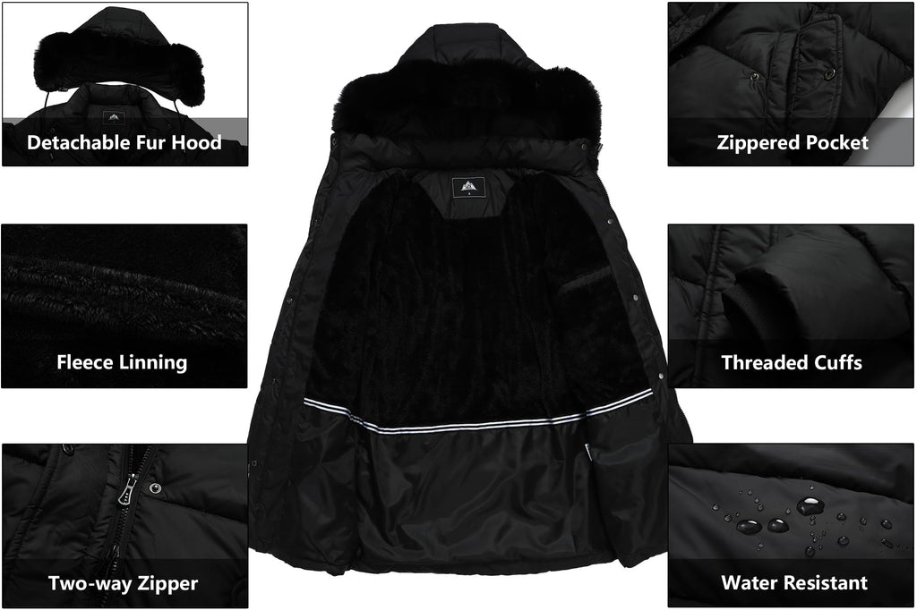 GOLDLADIES Women's Winter Coat Long Waterproof Parka - Warm Snow Jacket for Women,Windproof Insulated Winter Jacket for Cold Weather