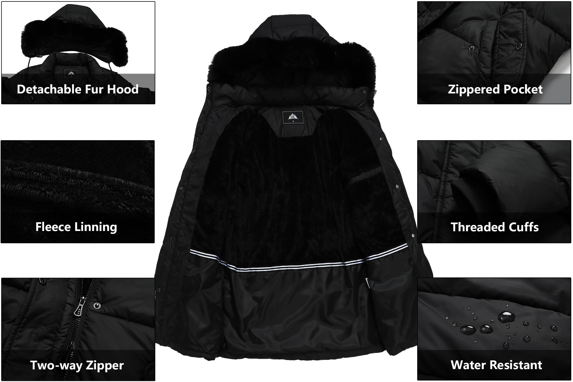 GOLDLADIES Women's Winter Coat Long Waterproof Parka - Warm Snow Jacket for Women,Windproof Insulated Winter Jacket for Cold Weather