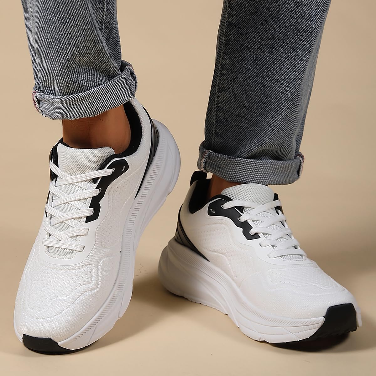 DWSTN Breathable Running Shoes for Men Non Slip Slip On Walking Shoes Lightweight Walking of Mesh Workout Fashion Comfortable White