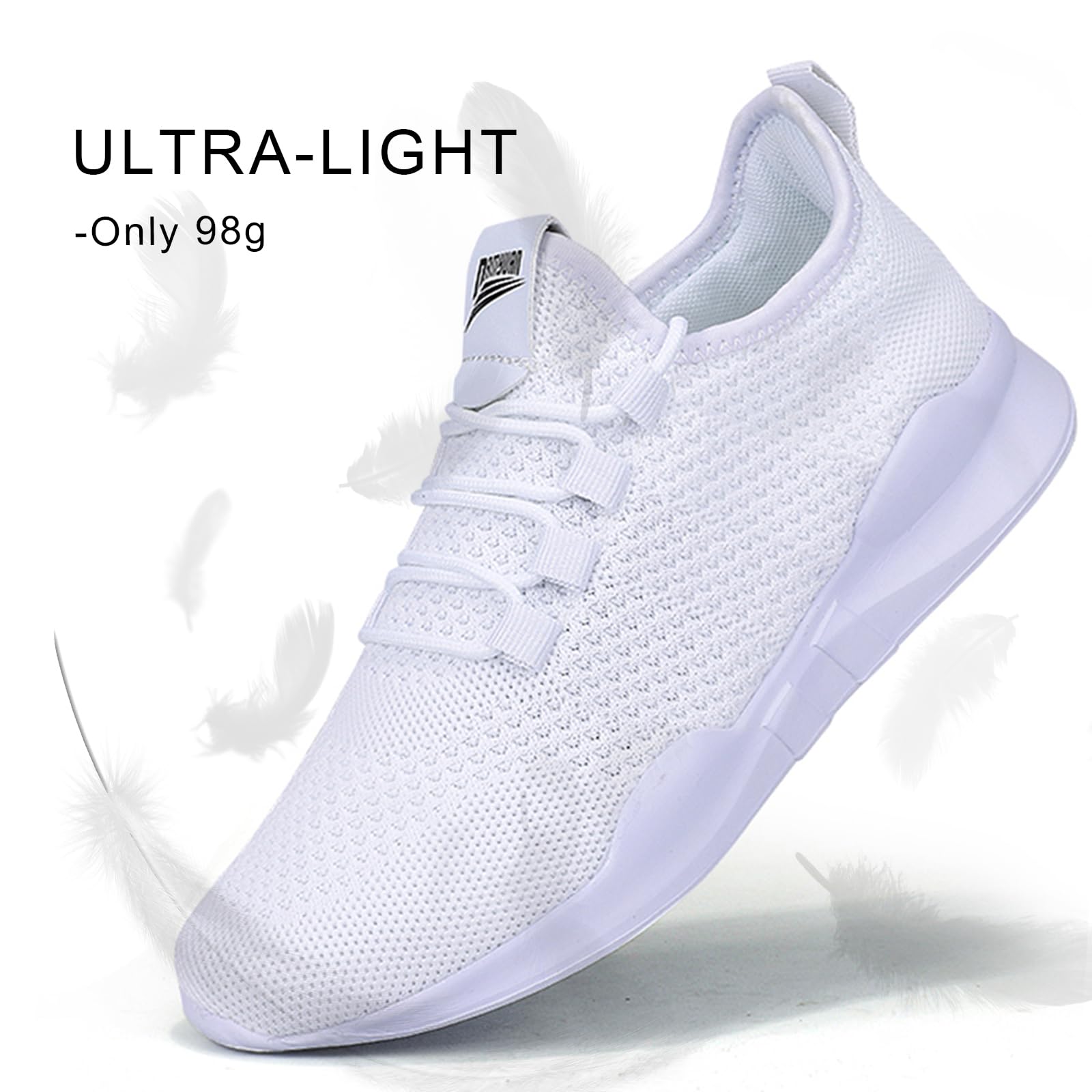 QIJGS Running Shoes for Men Tennis Athletic Gym Fashion WorkoutSneakers Mesh Lightweight Sports Casual Shoes-White-9.5