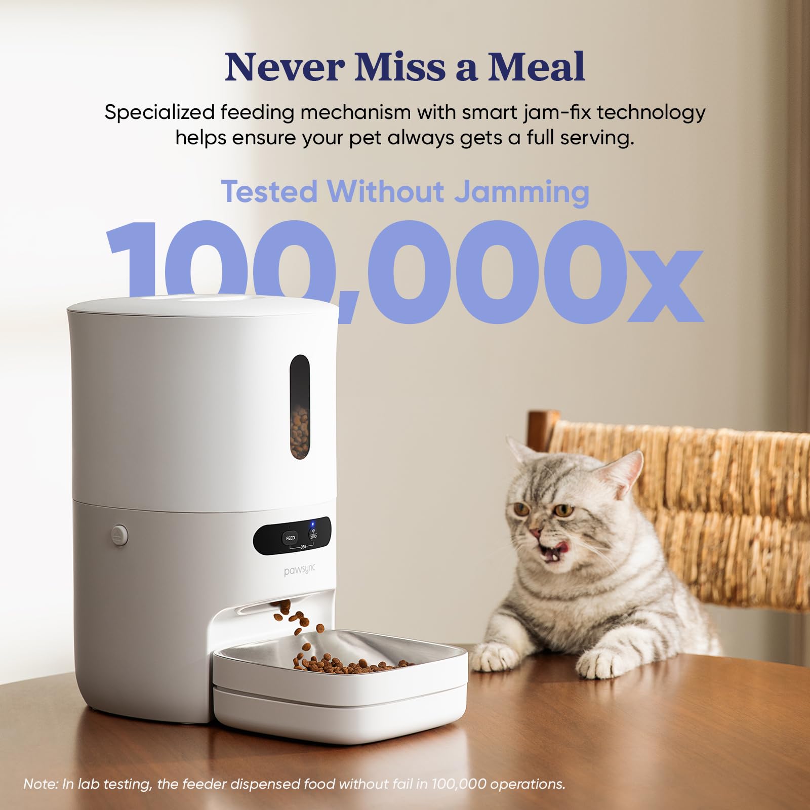 Pawsync Automatic Cat Feeder, WiFi Smart Scale Tracks Pet's Food Intake, App Control, 3.6L Timed Food Dispenser for Cats and Dogs, Up to 10 Meals Per Day, Stainless Steel Bowl, Dual Power Supply