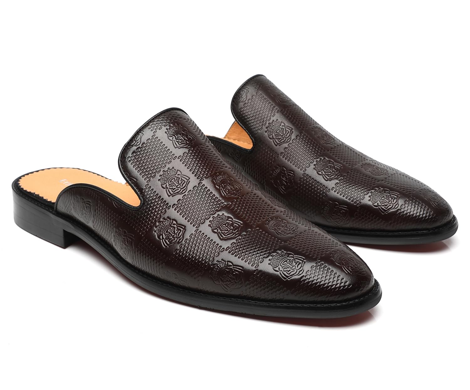 Erphpre Paul Men's Loafers Backless Genuine Leather Mules Open Back Slippers Slip on Shoes Coffee US 10