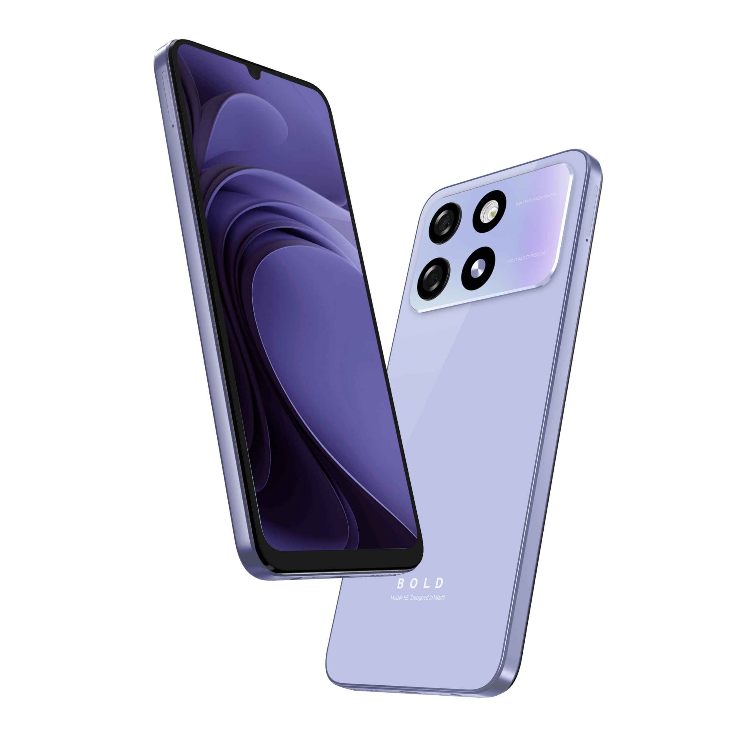 BLU Bold K5 | 2025 | All-Day Battery | Unlocked | 6.8” HD+ Infinity Display | 64GB/4GB | Dual 13MP Camera | US Version | US Warranty | (Lilac)