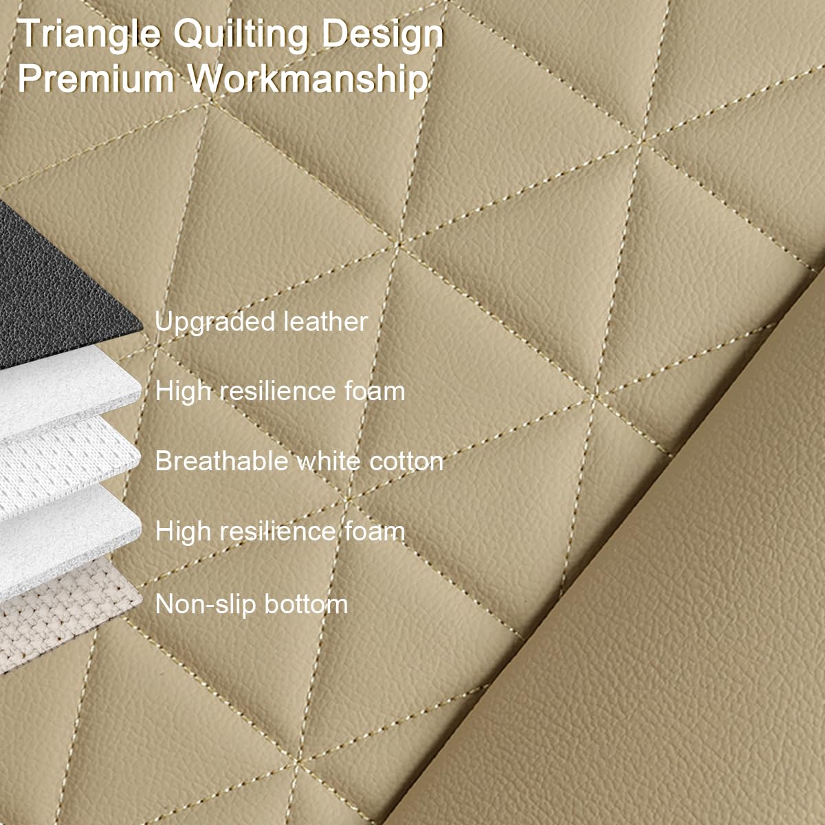 Black Panther Luxury Polyvinyl Car Seat Cover Front Bottom Seat Cushion Cover, Anti-Slip and Wrap Around The Bottom, Fits 95% of Vehicles - 1 Piece,Beige