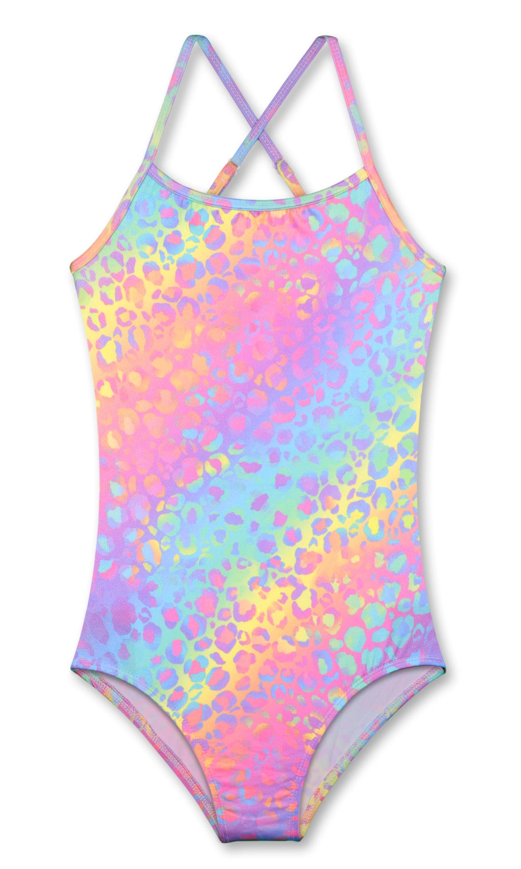 LUOUSE Girls Sparkle Swimsuits Quick Dry Racerback One Piece Hawaiian Beach Swimwear Bathing Suit with Adjustable Strap 5t - 6t