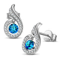 Kate Lynn Phoenix Earrings 925 Sterling Silver Stud Earrings for Women, Blue Crystal Earrings, Birthday Gifts for Women Wife Christmas Mothers Day Gifts for Mom Daughter