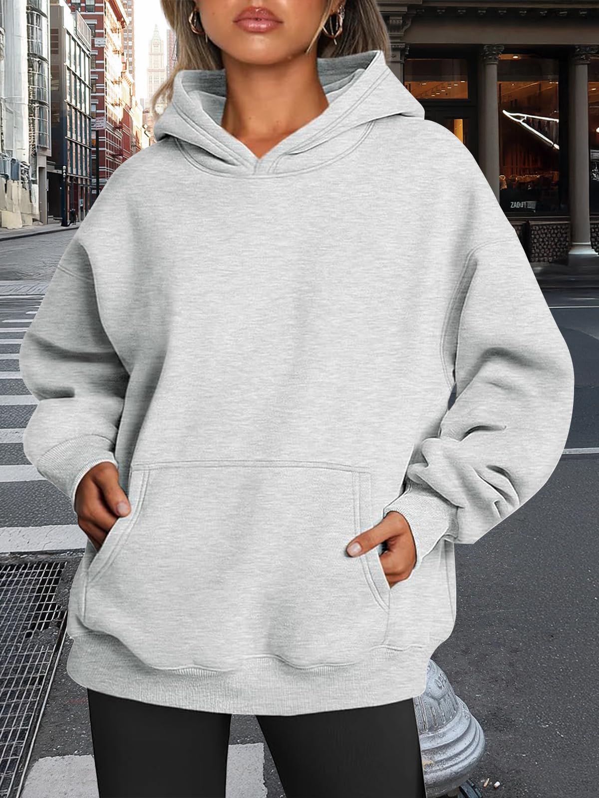 Trendy Queen Womens Oversized Hoodies Fleece Sweatshirts Fall Fashion Pullover Sweaters Winter Clothes Grey M