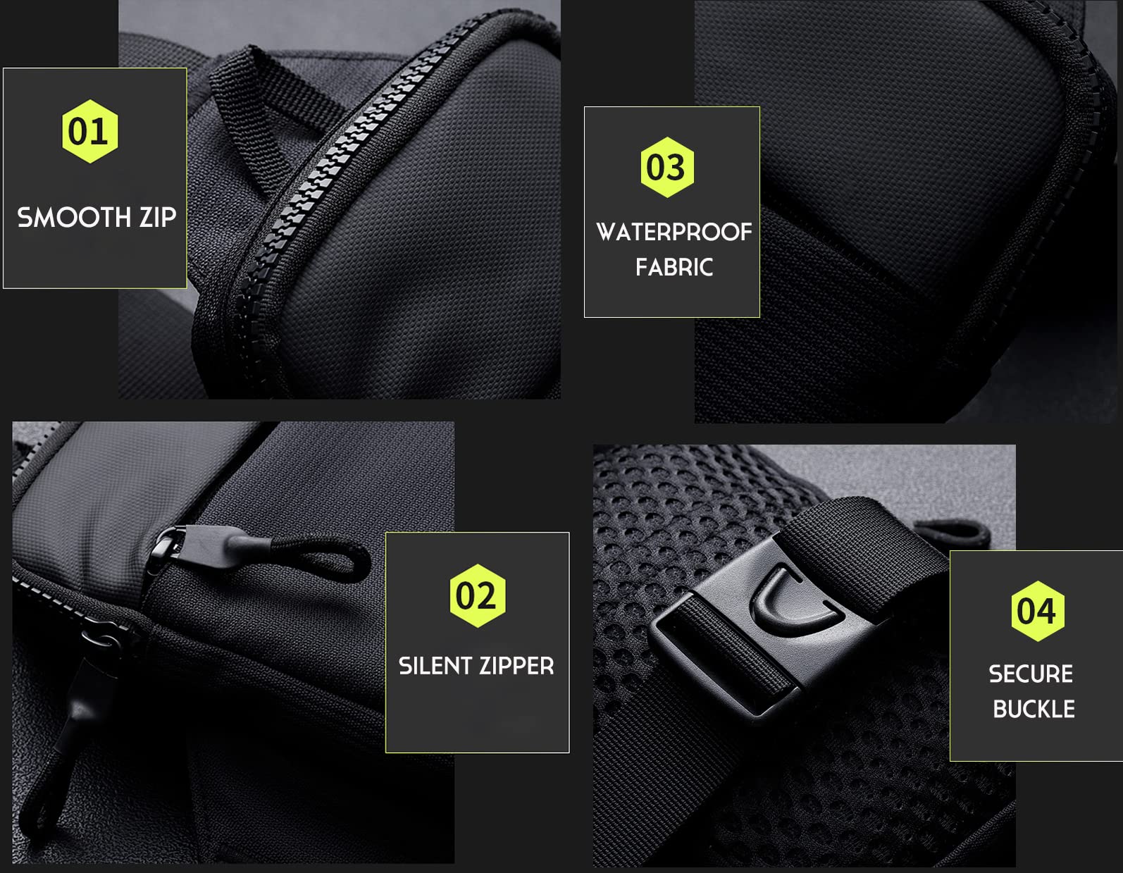 Simptech Mini Crossbody Sling Bag Chest Bag Dual Pocket Water Resistant Fanny Pack for Men Women Running Travelling
