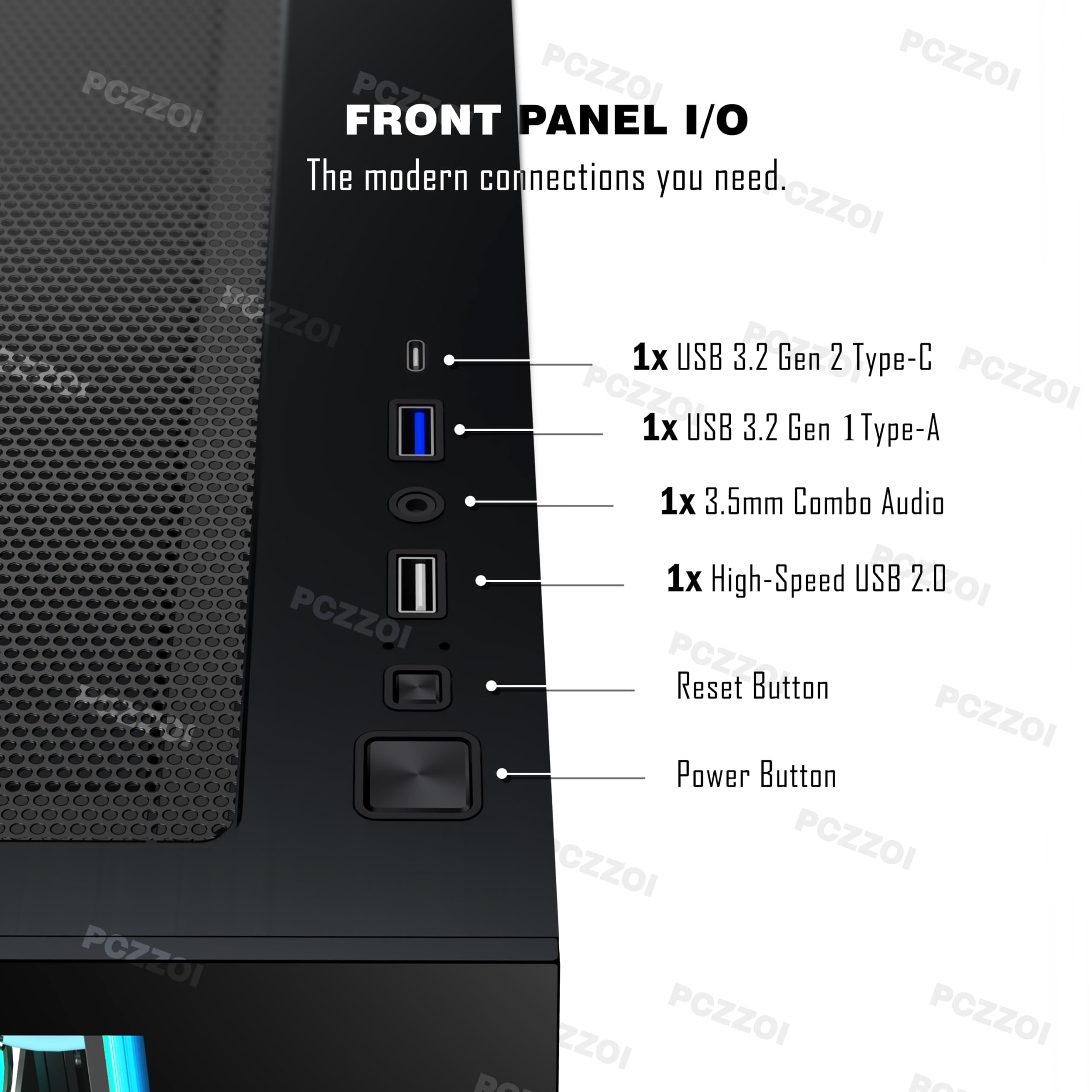 KEDIERS PC CASE ATX 4 Fans Pre-Installed, Type-C Mid Tower Computer Case with Full-View Dual Tempered Glass, Gaming PC Case,Black,K4