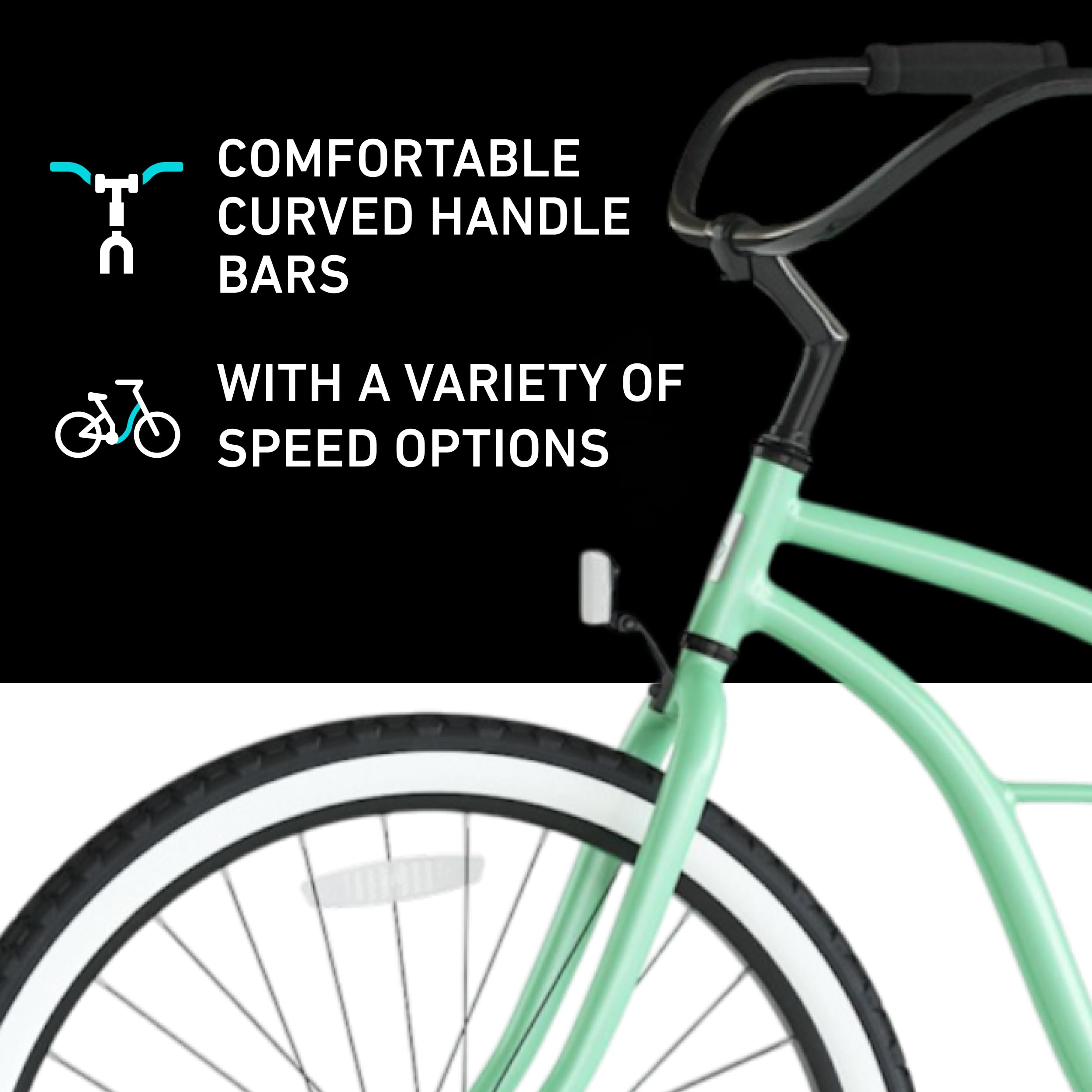 sixthreezero Around The Block Women's Beach Cruiser Bike, Hybrid Bicycle with Rear Rack