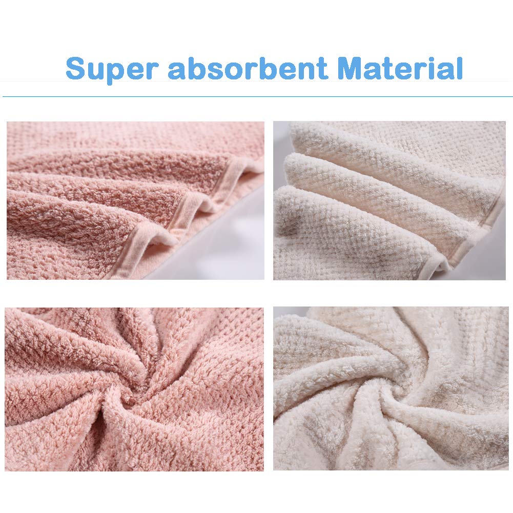 M-bestl 2 Pack Microfiber Hair Towel Wrap,Hair Drying Towel with Button, Hair Towel Turban,Quick Dry,Anti-frizz,Absorbent Head Towel (Pink&Beige)