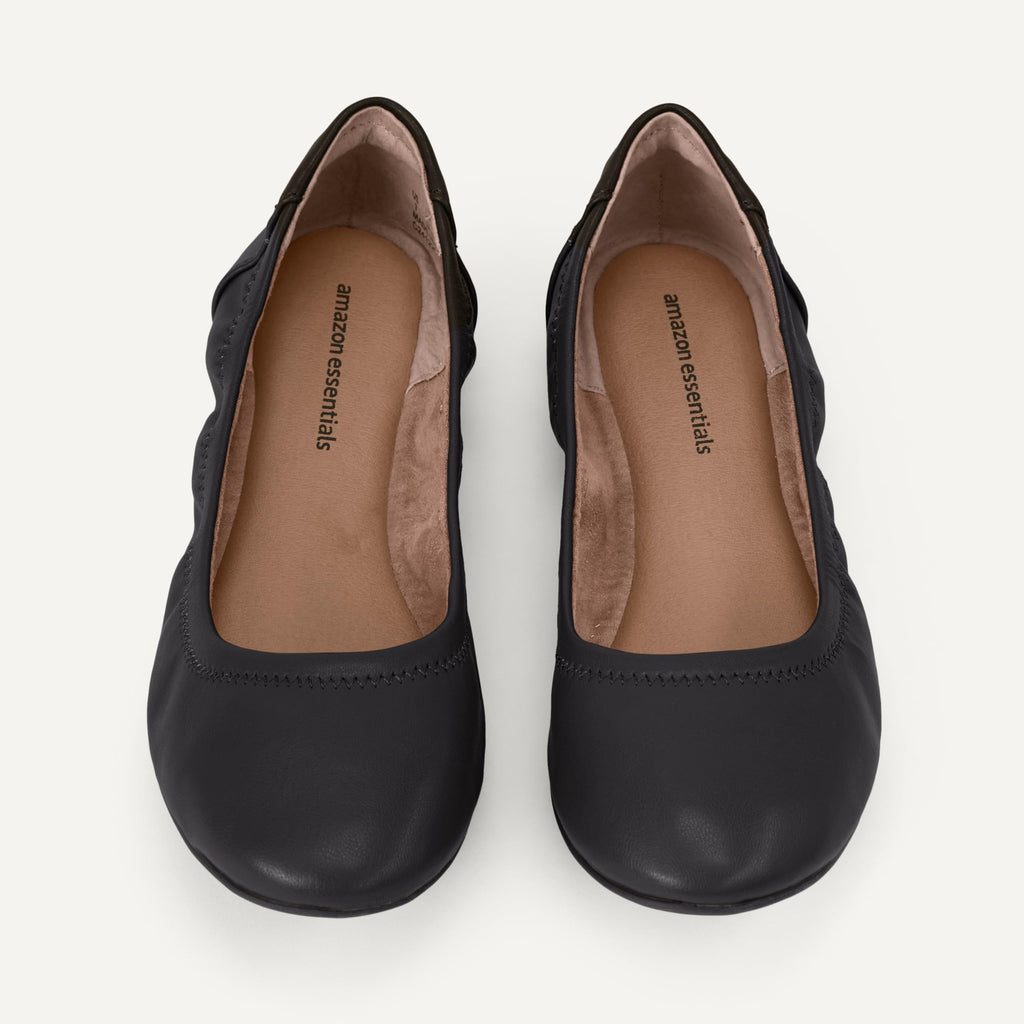 Amazon Essentials Women's Belice Comfortable Slip-On Ballet Flats Shoes, Black, 6.5 Wide