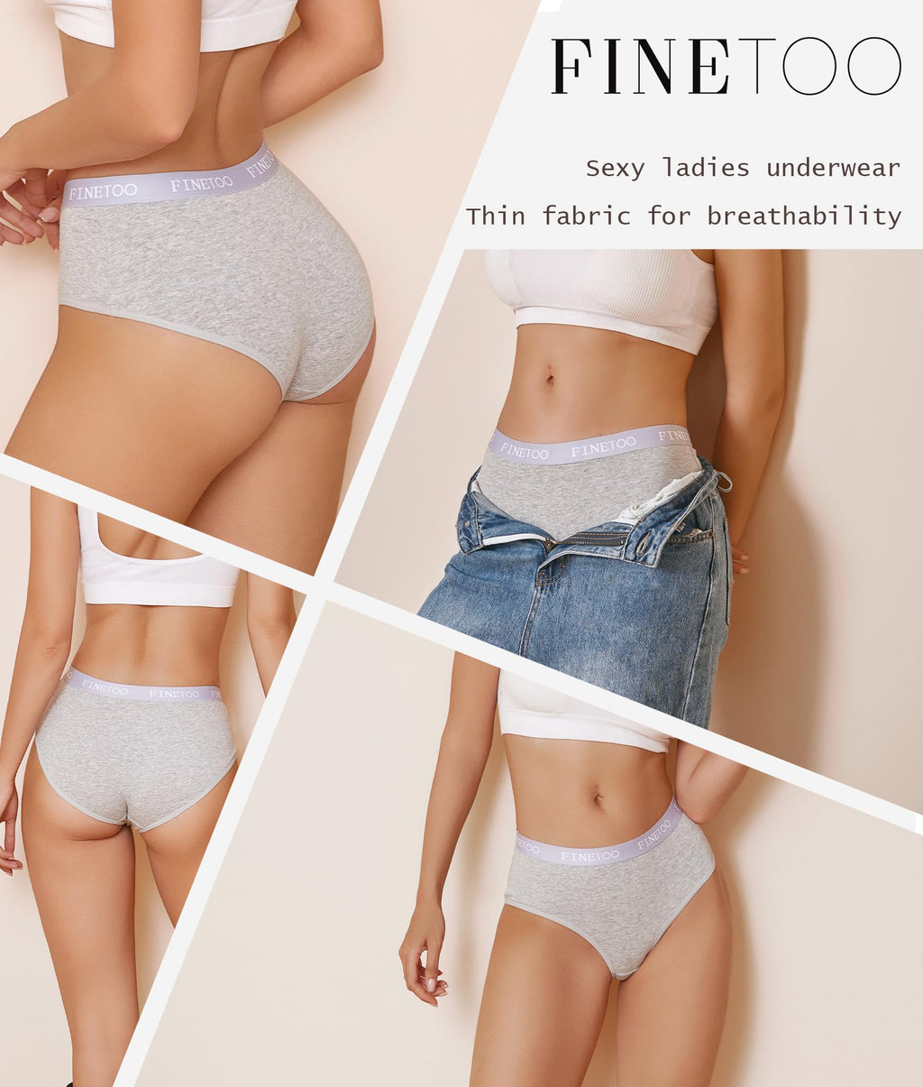 FINETOO Womens Underwear Cotton Hipster Sexy Panties Full Coverage Briefs Stretch Bikinis Comfortable Cheeky 6 Pack(S)