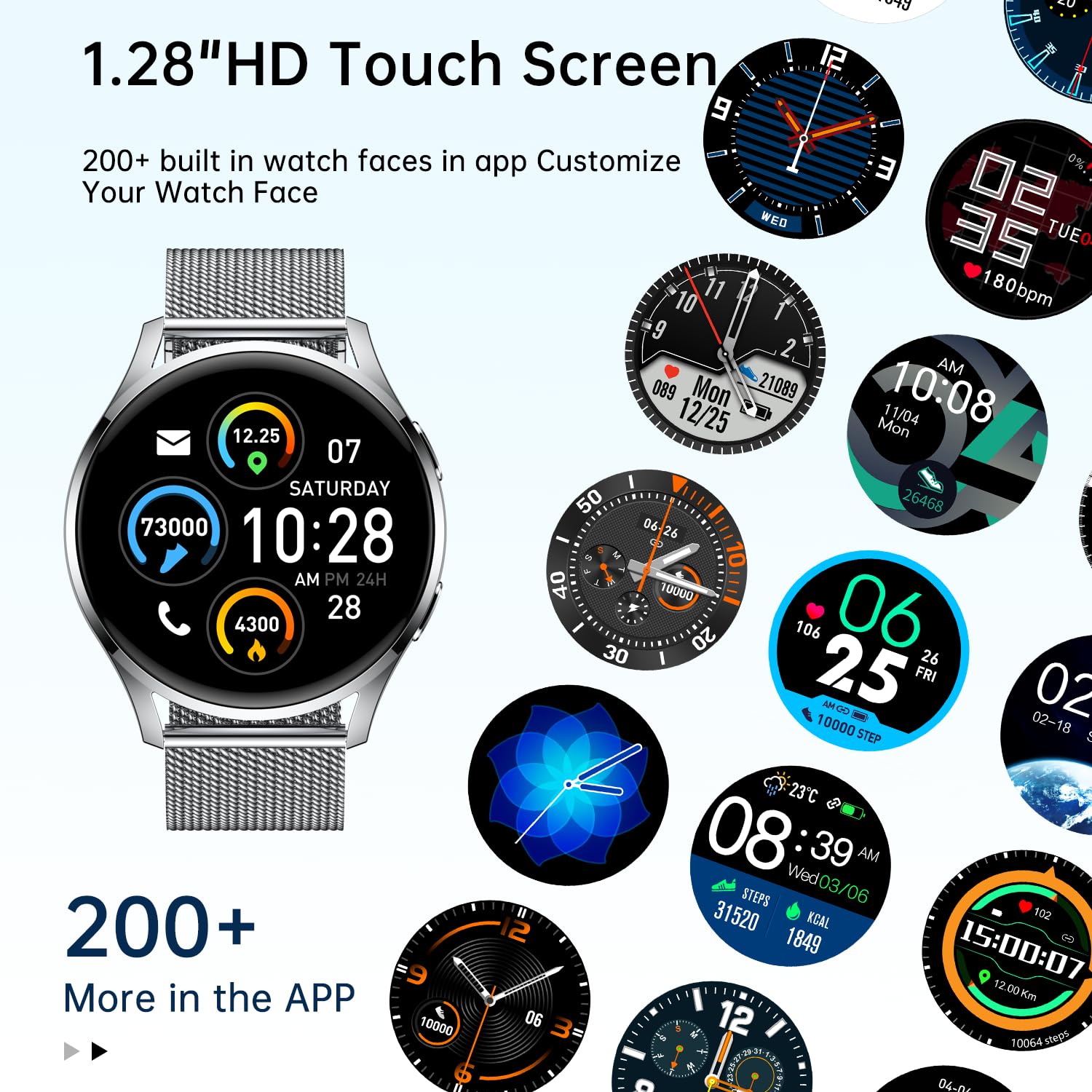 Smart Watch for Men Women Fitness: Waterproof Make/Answer Call Smart Watches for Men Digital Mens Watches Running Step Tracker Smartwatch Android Phones iPhone Samsung Compatible Heart Rate Monitor