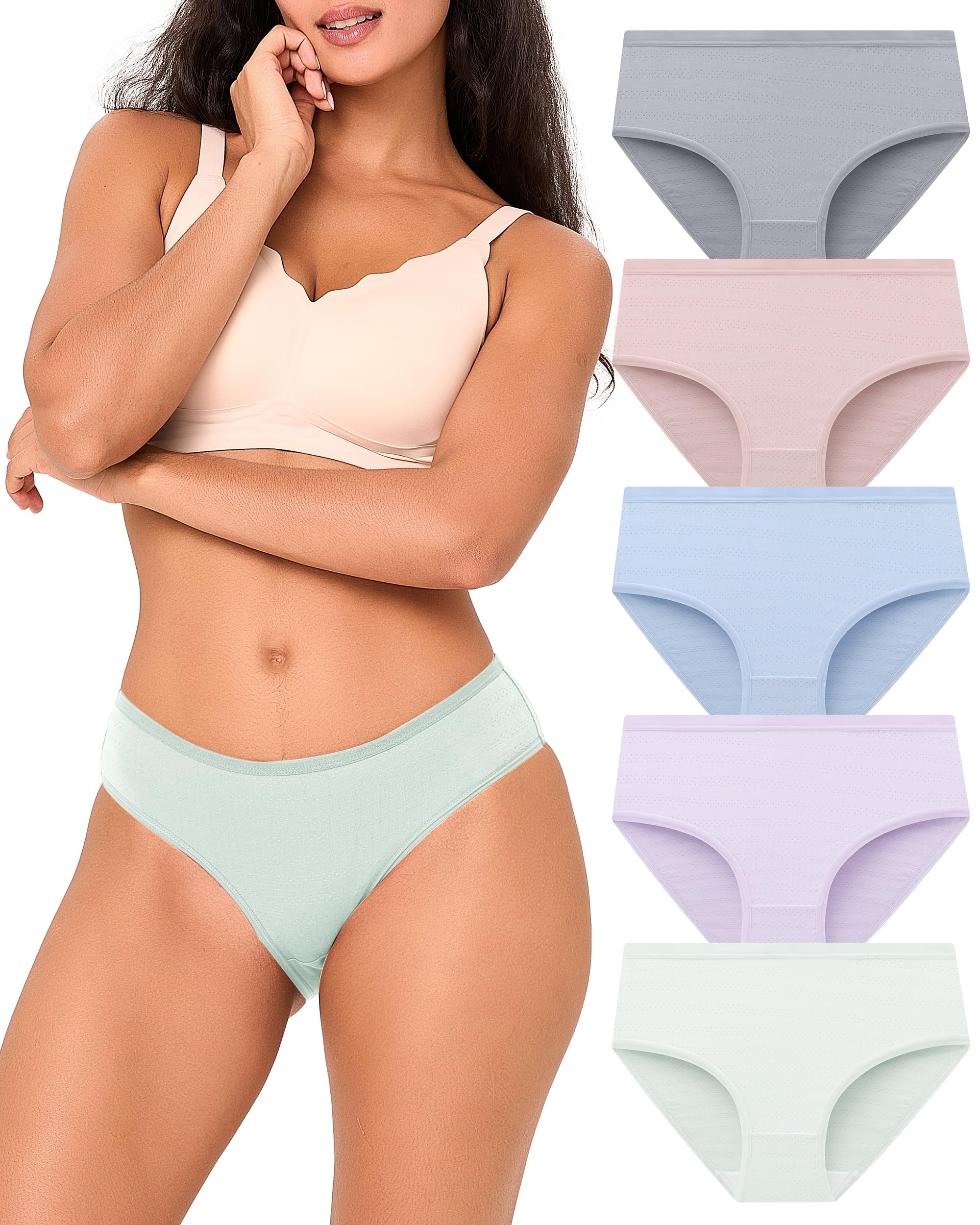 BAMBOO COOL Womens Underwear Mesh Breathable Moisture-Wicking Briefs, Soft & Lightweight Ladies Panties, 5-Pack