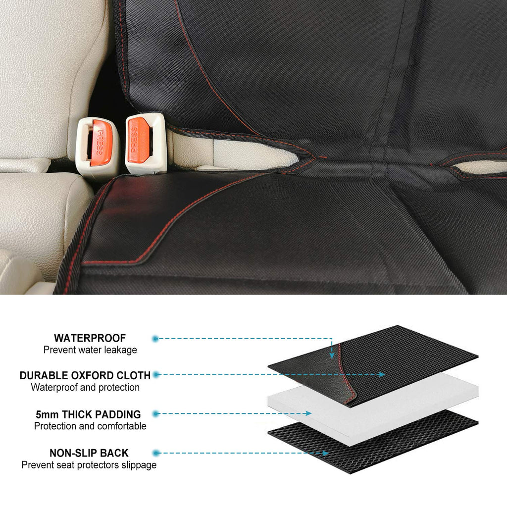 MORROLS Car Seat Protector, 2 Pack Carseat Protector with Thick Padding, Baby/Pets for Child Car Seat-Mesh Pockets-Waterproof-Universal Size(Black)