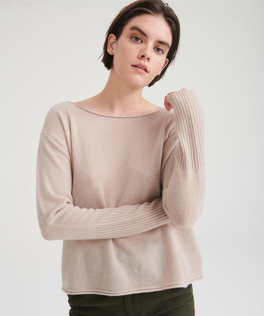 NAADAM Cashmere Boatneck Sweater, Shell, M