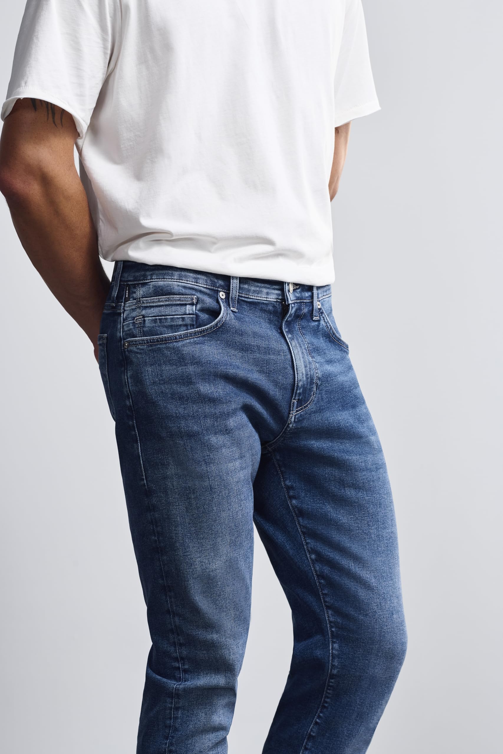 General Denim Works Bridge Men's Regular Rise Straight Leg Jeans, Mid Brushed Denim, 36x30
