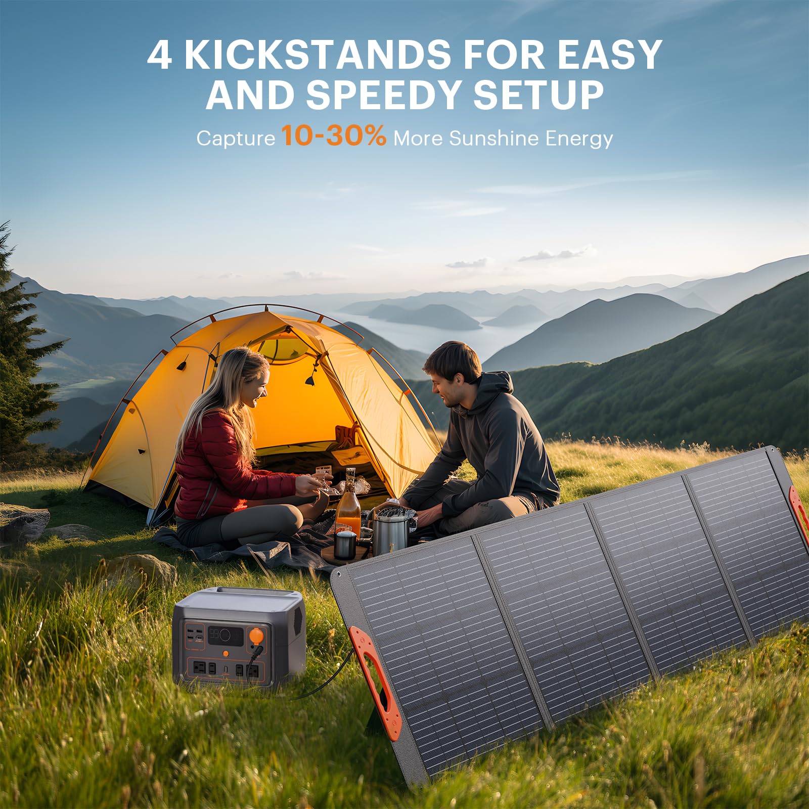 ZOUPW 200W Portable Solar Panel for Power Station,23.5% Efficiency Mono Foldable Solar Charger with 4 Kickstands for Jackery Explorer/Bluetti/EcoFlow,IP67 Waterproof for Camping RV Off-Grid Backup