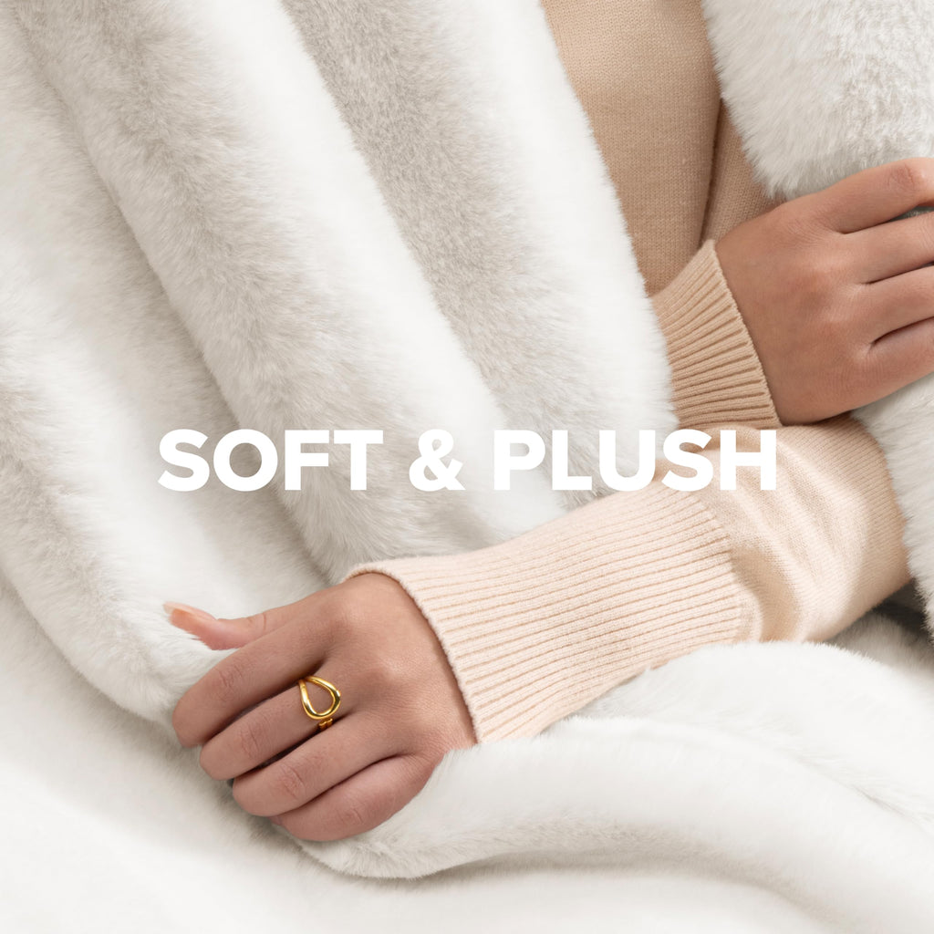 UGG Euphoria Faux Fur Throw Blanket, Warm Fluffy Throw for Couch or Bed, Luxury Bedroom Decor, Fluffy Blankets, Machine Washable, 50-inch x 70-inch, White Snow
