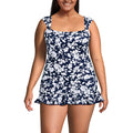 Lands' End Women's Square Neck Underwire Tankini Top 4 Navy Blossom Floral
