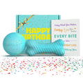 Playology Dog Toys | Birthday Box for Large Dogs | Peanut Butter Birthday Cake Scented Jumbo Gift Bundle | 1 Squeaky Chew Ball, 1 Dual Layer Bone, & 1 Doggy Bday Card