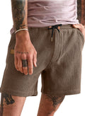 JMIERR Mens 5 Inch Shorts Summer Casual Waffle Stretch Waist Drawstring Shorts Lightweight Basketball Running SweatShorts, L,Light Brown