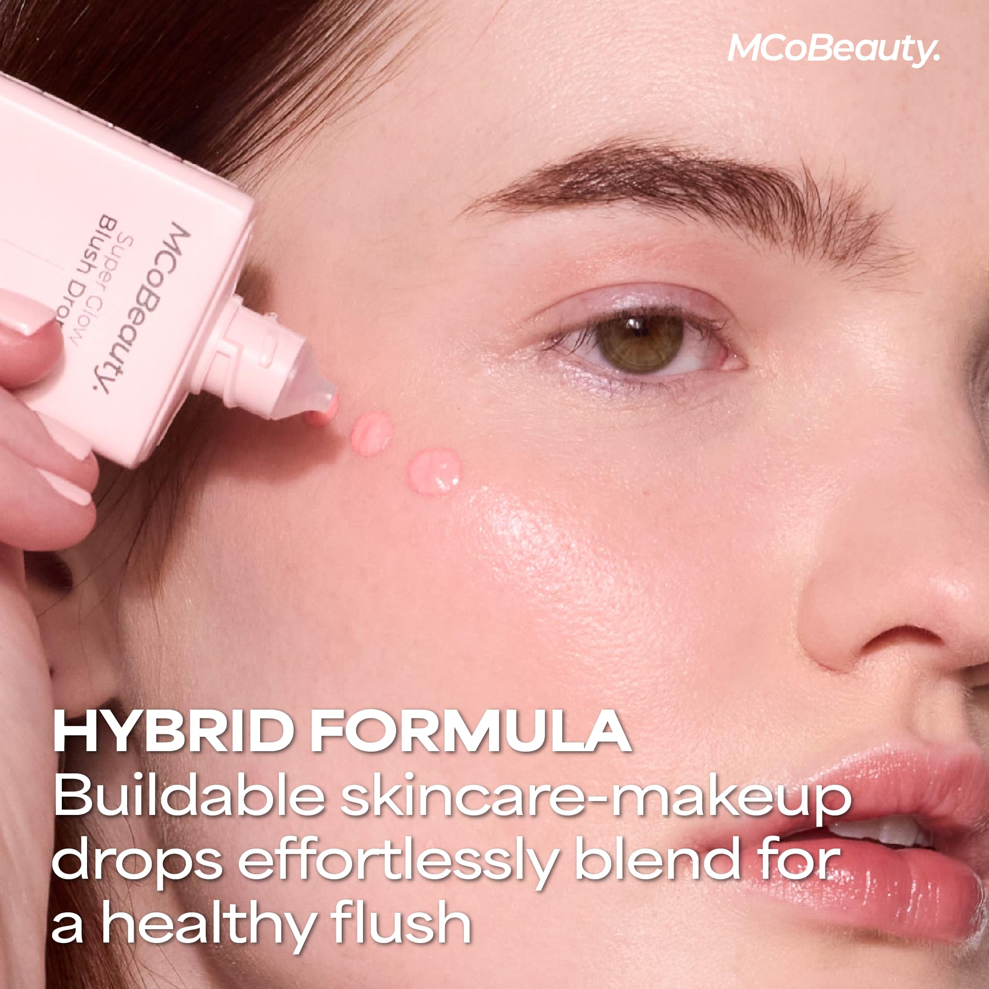 MCoBeauty Super Glow Blush Drops - Blush Pink - Liquid Cheek Color - Buildable Warm Flush with Jojoba Oil Hyaluronic Acid Cocoa Extract White Tea Antioxidants - Vegan & Cruelty Free