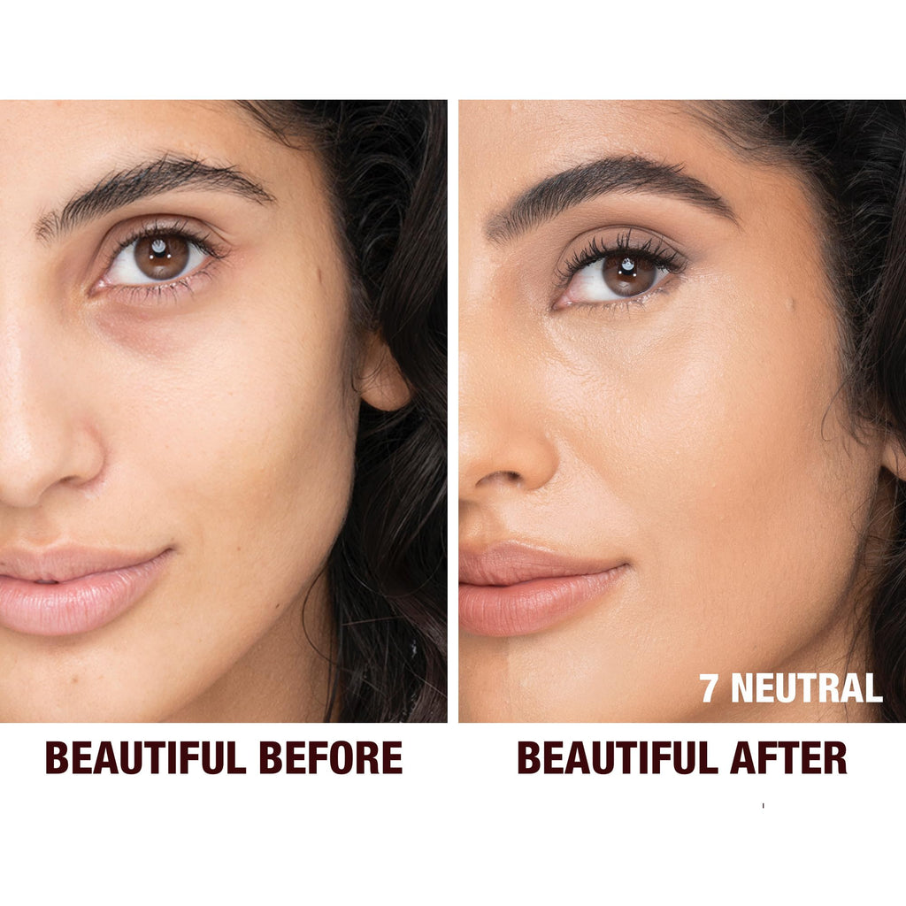 Charlotte Tilbury Beautiful Skin Medium Coverage Hydrating Foundation - Buildable Liquid Makeup for Instant Glow, Plumping Hydration & Lasting Skincare Benefits - 7 Neutral