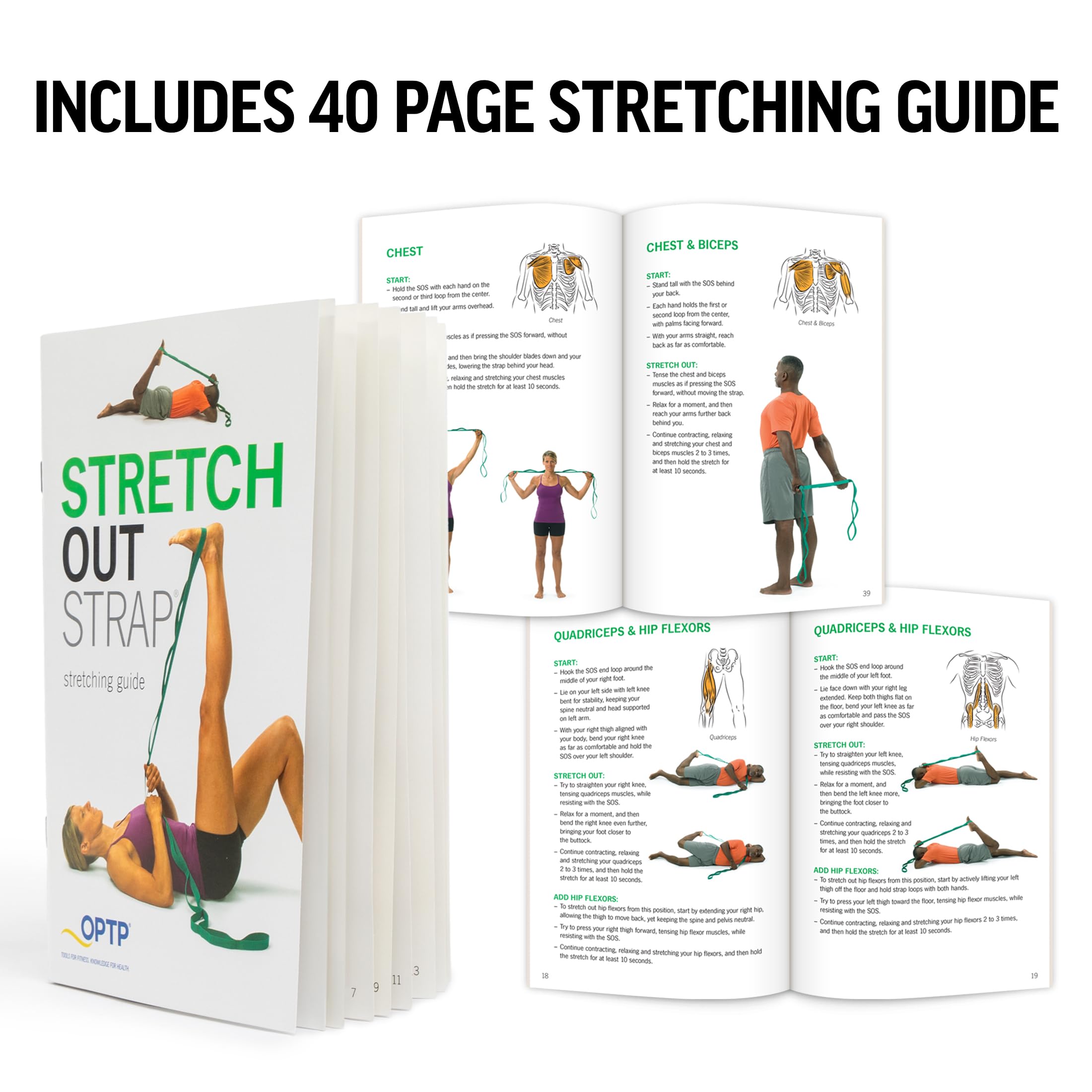 OPTP The Original Stretch Out Strap with Exercise Book, for Flexibility and Mobility Exercises. Stretch Out Straps for Physical Therapy, Yoga Stretching Strap and Knee Therapy Strap. Made in the USA