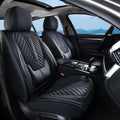 Coverado Seat Covers Front Seats, Car Seat Cover Protector with Lumbar Support, Waterproof Car Seat Cushion, Nappa Leather Black Seat Covers Carseat Cover Universal Fit for Most Cars