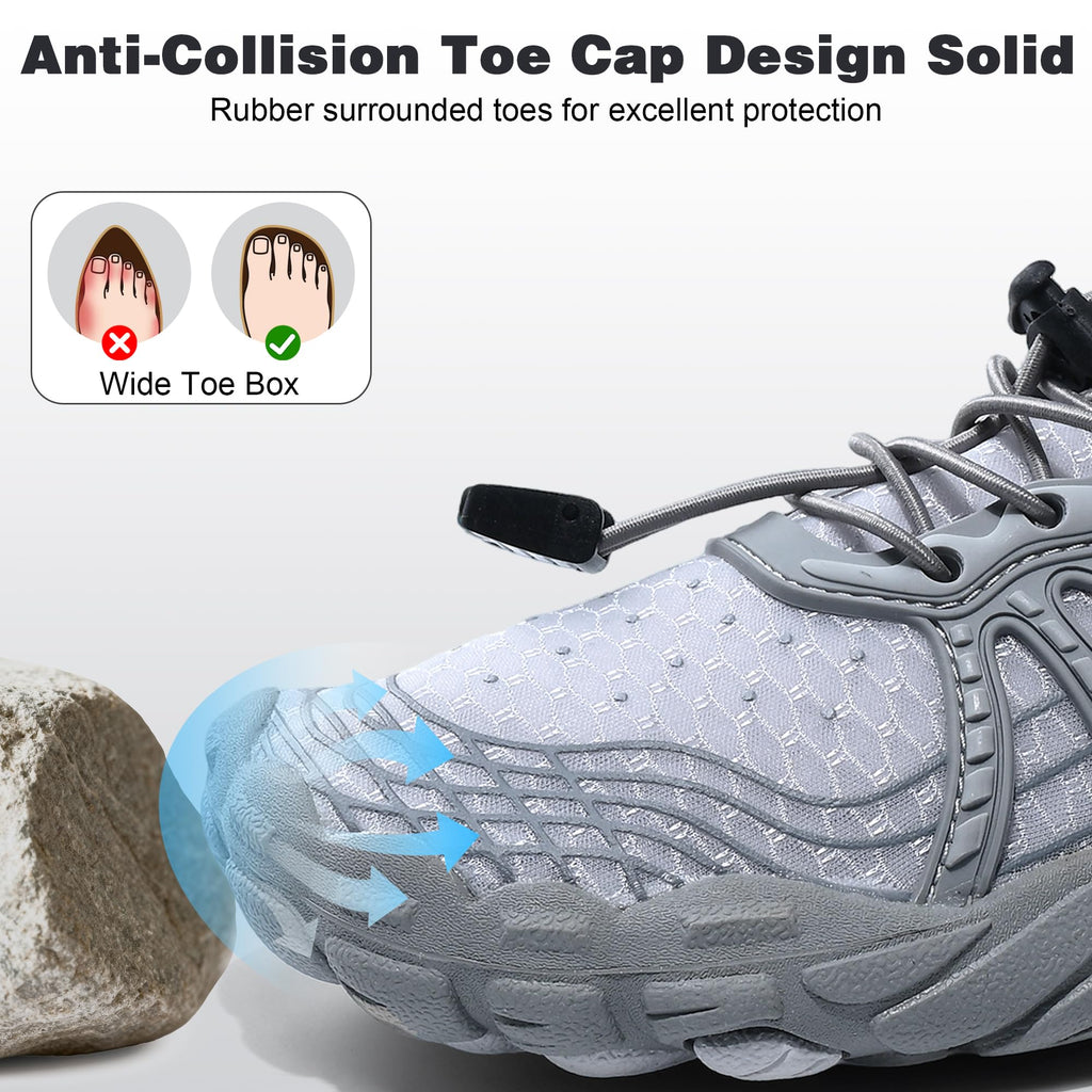 ZOOFLEX Water Shoes for Women Men, Quick Dry Barefoot Shoes,River Shoes for Outdoor Sports and Exercise Grey