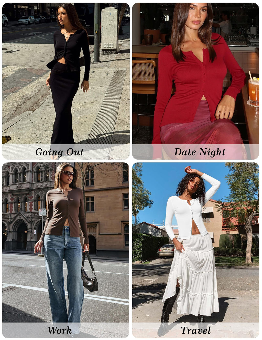 Gleeneat Long Sleeve Going Out Tops Button Down Up Ribbed Cardigan Sweaters for Women Trendy Black Cropped Fall Crop Light Weight Basic Cardigans Knit Shirts 2025 Cute Spring Outfits