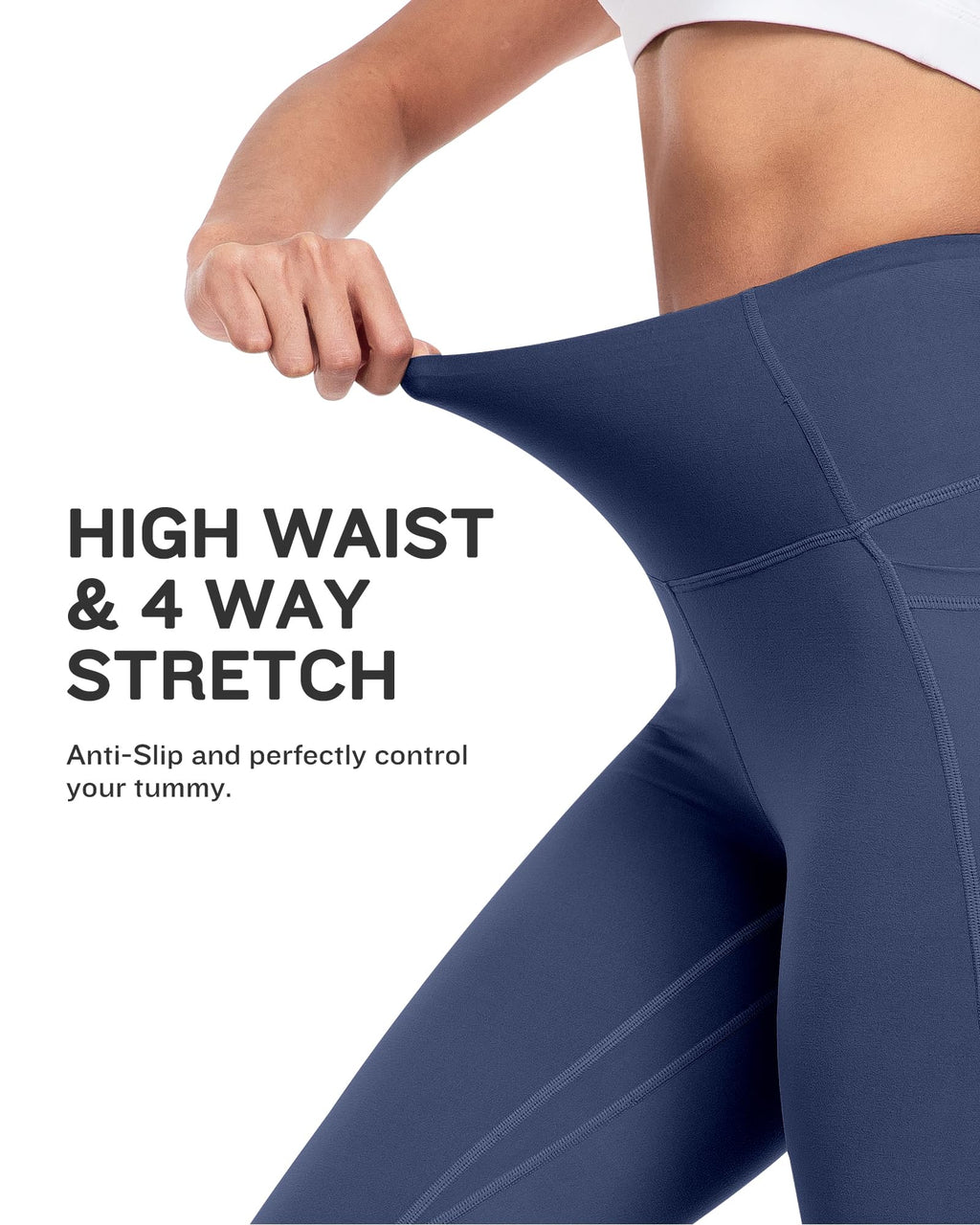 4 Packs Yoga Leggings with Pockets for Women, Soft High Waisted Tummy Control Workout Pants(Black/Dark Gray/Burgundy/Navy,M)