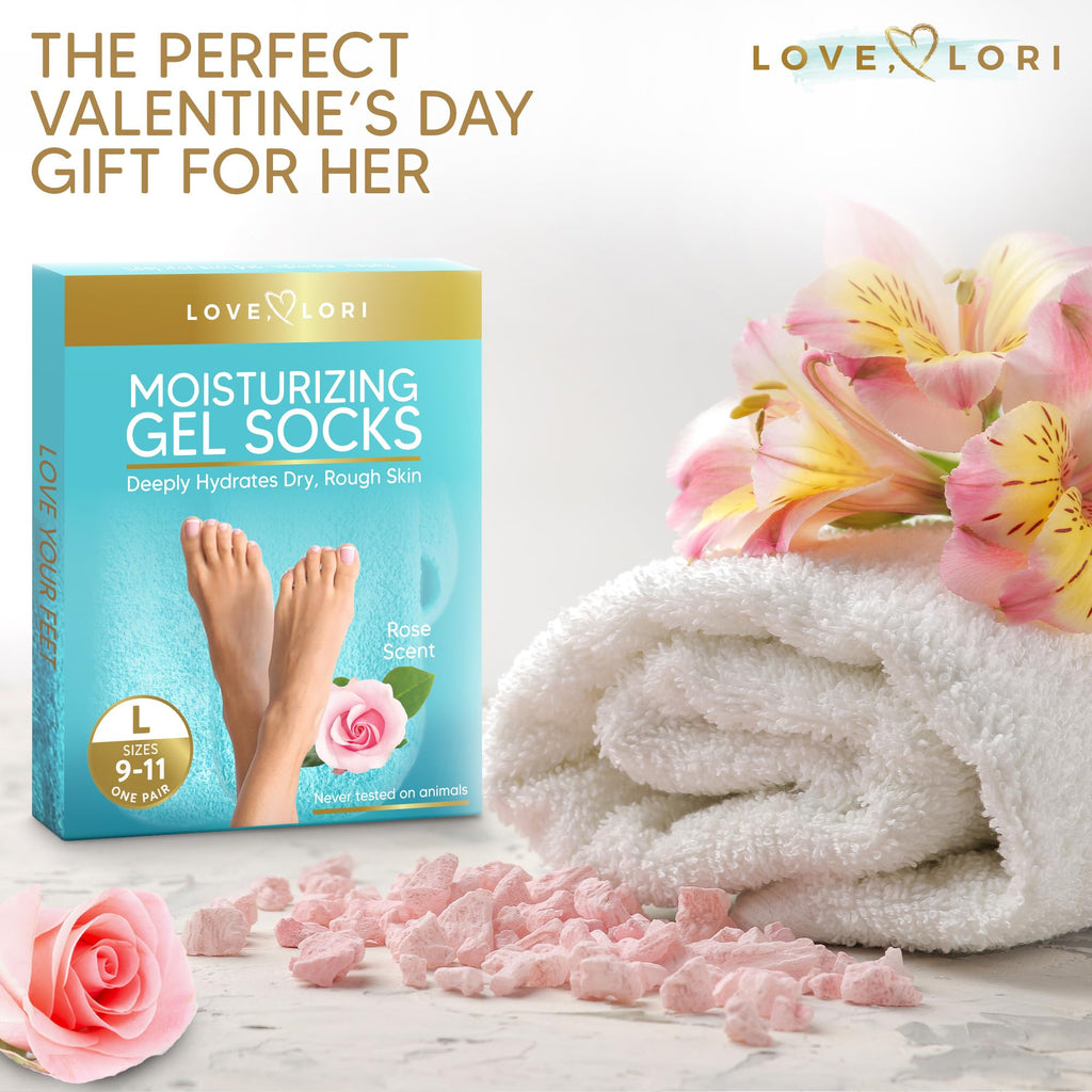 Moisturizing Socks (Size 9-11) Gel Silicone Aloe Socks Spa Gifts for Women - Infused with Vitamin E & JoJoba Oil - Self Care Gifts for Women