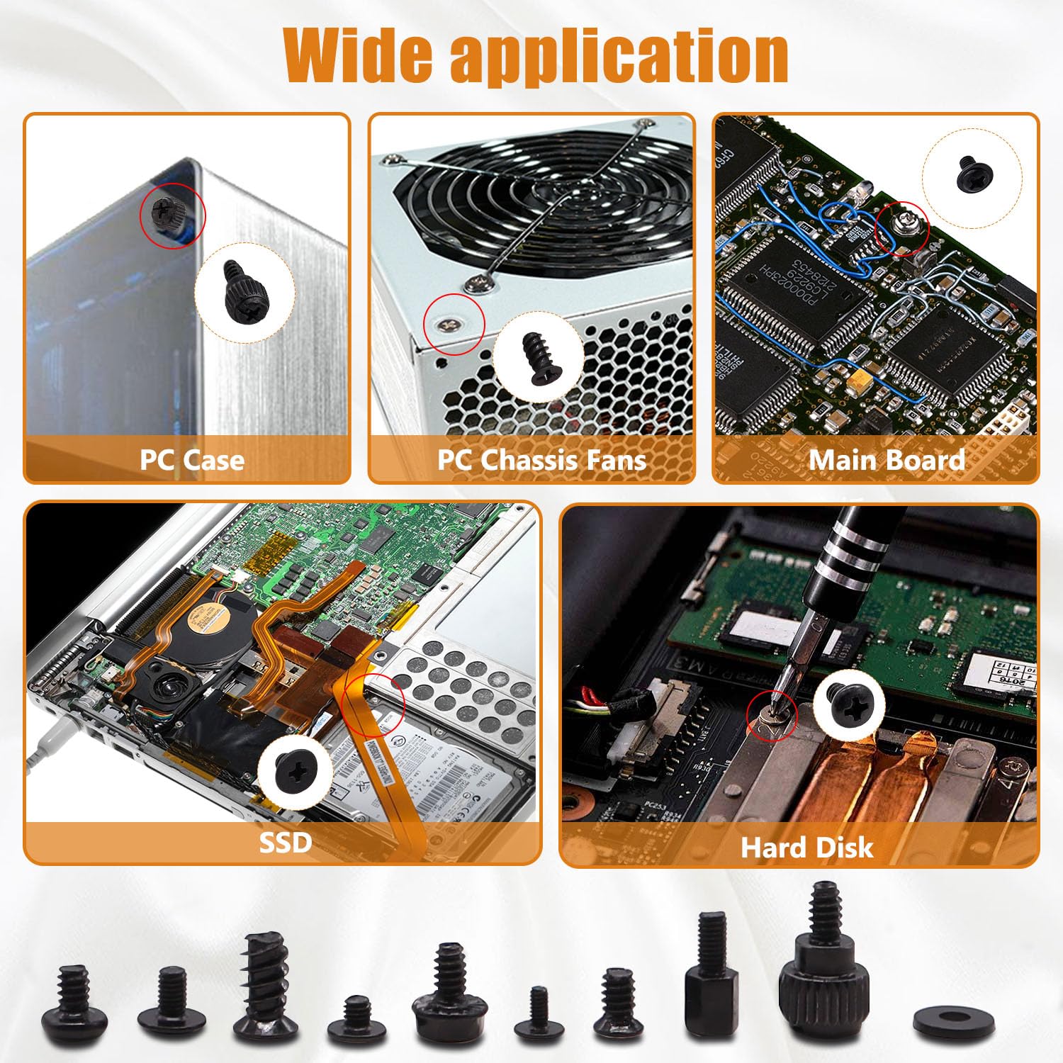 mankk 400PCS Computer Screws Motherboard Standoffs, PC Case, Fan, SSD, CD-ROM Screws for DIY PC Installation and Repair