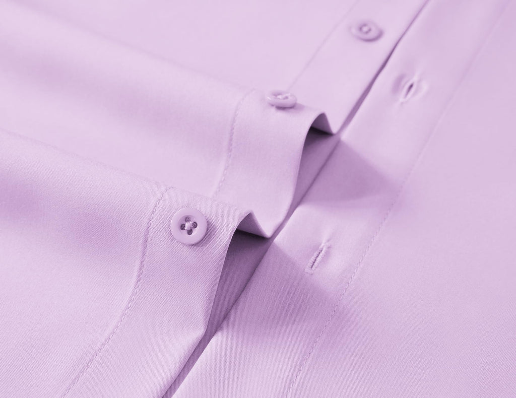 COOFNADY Big & Tall Button Down Shirts for Men Business Casual Short Sleeve Work Shirts Tops with Pockets 5 5X 5XL 5xlt Olive Lavender Light Purple Lilac