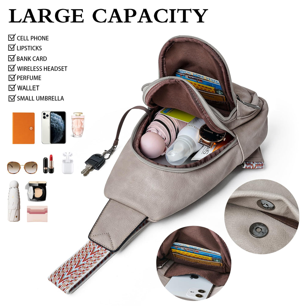 Mroede Sling Bag Crossbody Bags for Women Small Cross Body Bag Fanny Packs Chest Sling Purse for Daily Travel Leisure Sport