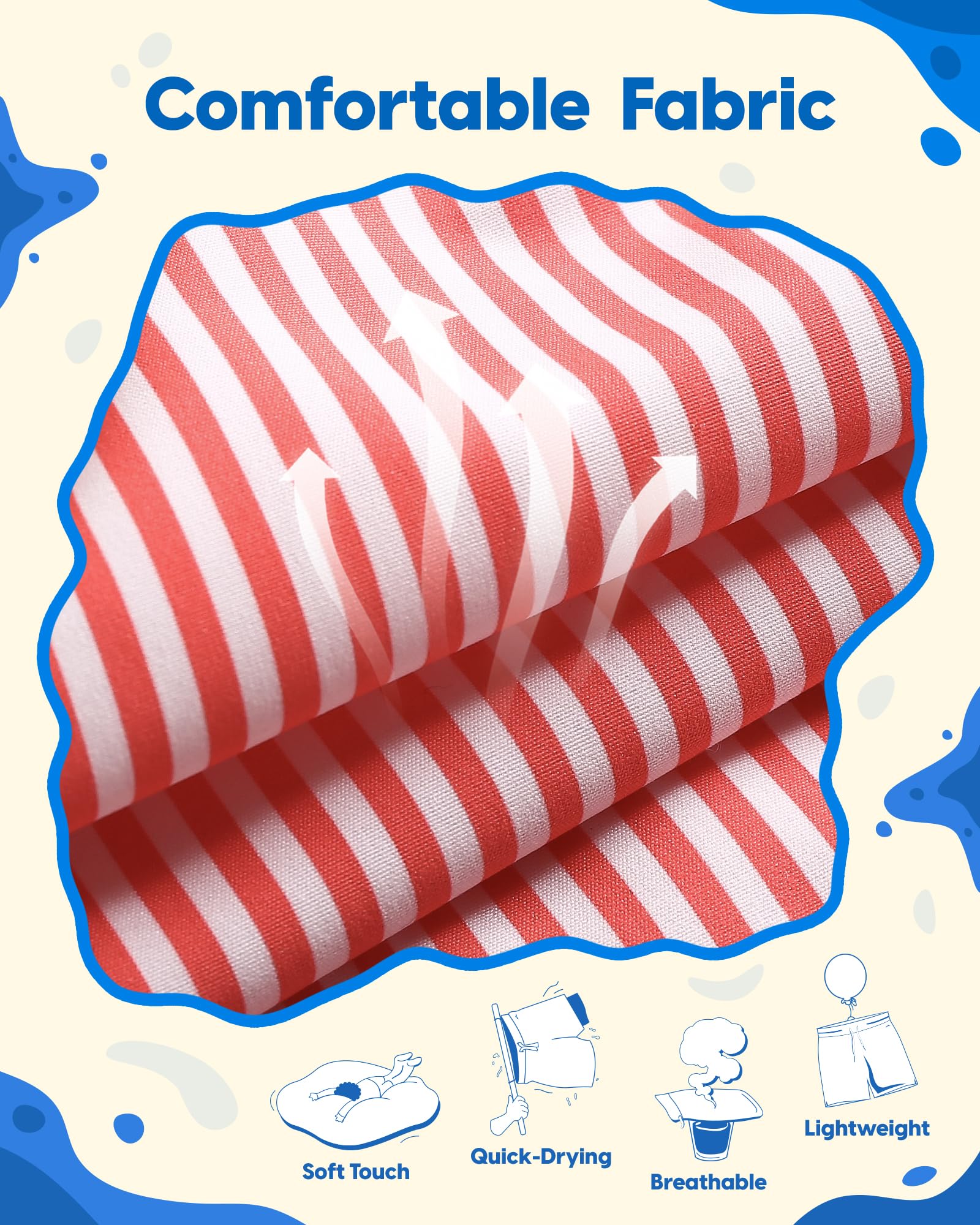 maamgic Boys Swim Trunks Toddler Swim Shorts Little Boys Bathing Suit Swimsuit Toddler Boy Swimwear,Stripe Redwhite,5 T