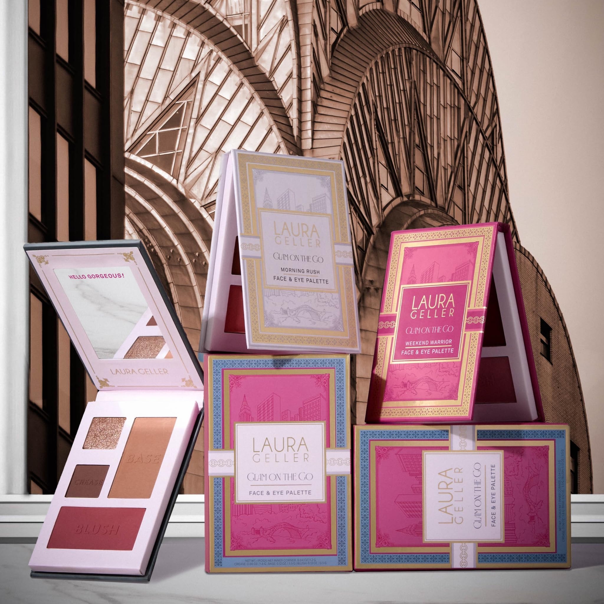 LAURA GELLER NEW YORK Glam On the Go Eyeshadow & Blush Palettes - Each Set Includes Three Palettes - Ready for Gifting - Easy to Use Makeup for Mature Skin