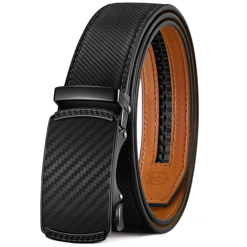 Zitahli Belt Men, Ratchet Belt Dress with 1 3/8" Premium Leather,Slide Belt with Easier Adjustable Automatic Buckle,Trim to Fit Size 30"-36"