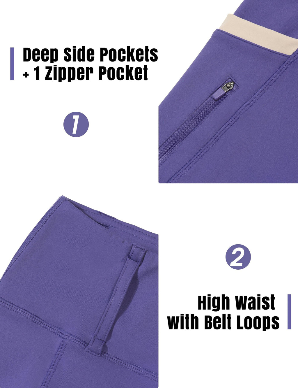 FitsT4 Sports Girls Riding Pants Full Seat High Waist Kids Equestrian Breeches Horse Schooling Tights Zipper Pockets Purple Size S