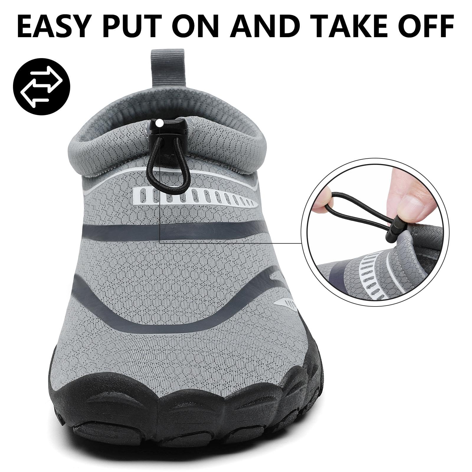 Mishansha Water Shoes Men Quick Dry Swim Shoes for Men Lightweight Non-Slip Aqua Beach Smoky Grey-E0153 12.5 Women/10.5 Men