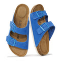 Project Cloud 100% Genuine Leather Flat Sandals For Women 2026 Cork Footbed Womens Sandals with Memory Foam and arch support Vacation Essentials Slides for Women Footwear (Venita, OCEAN, 5.5)