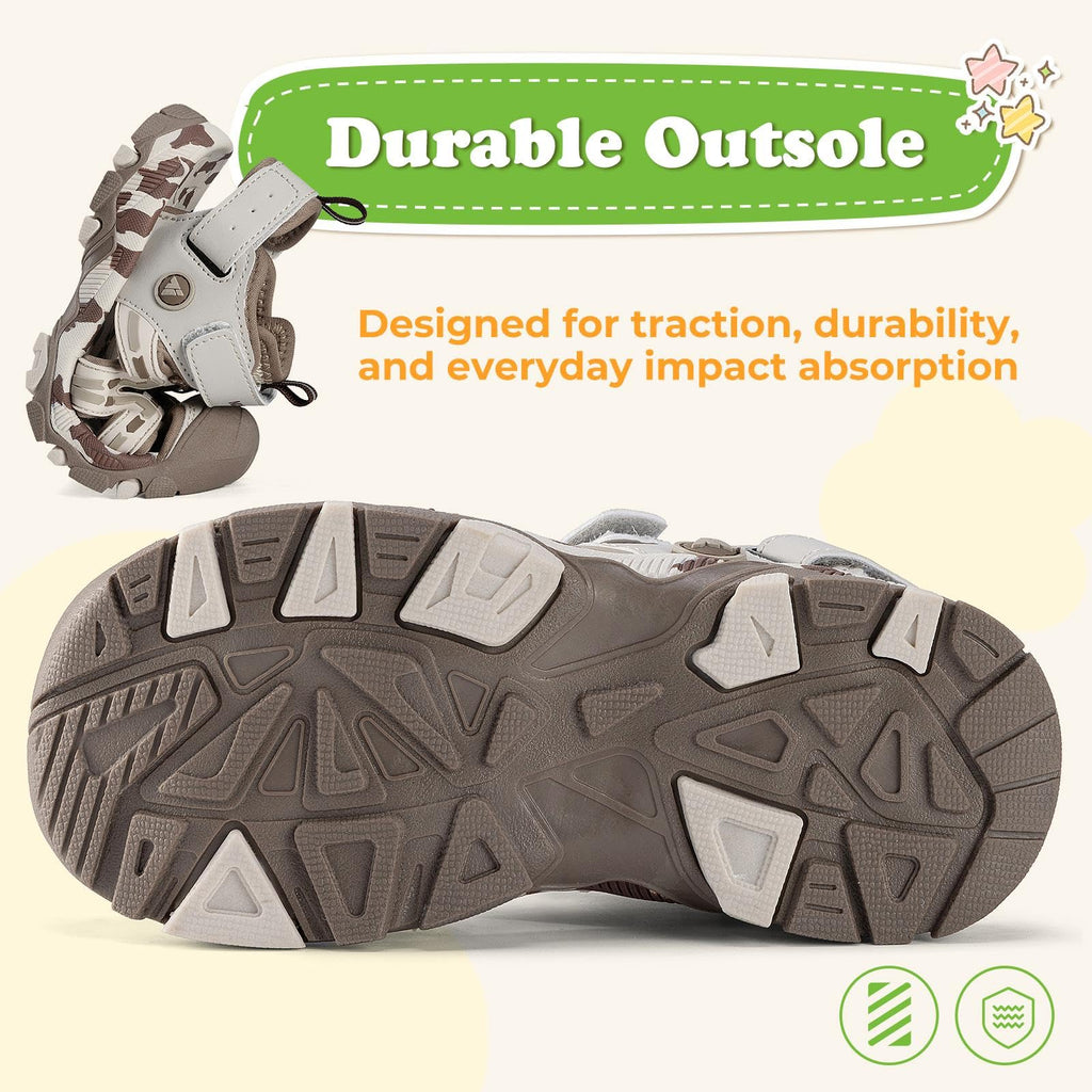 Mishansha Girls Boys Hiking Athletic Sandals Kids Closed Toe Adjustable Straps Water Sandals for Outdoor Summer Grey 2.5 Big Kid