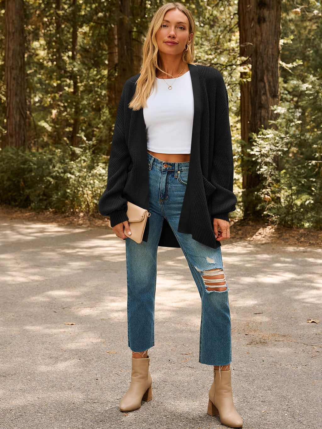 LILLUSORY Womens Cardigan Sweater Fall Fashion Outfits Clothes 2025 Teacher Work Office Old Money Long Oversized Winter Travel Cozy Chunky Knit Winter Essential Business Casual Clothing Black