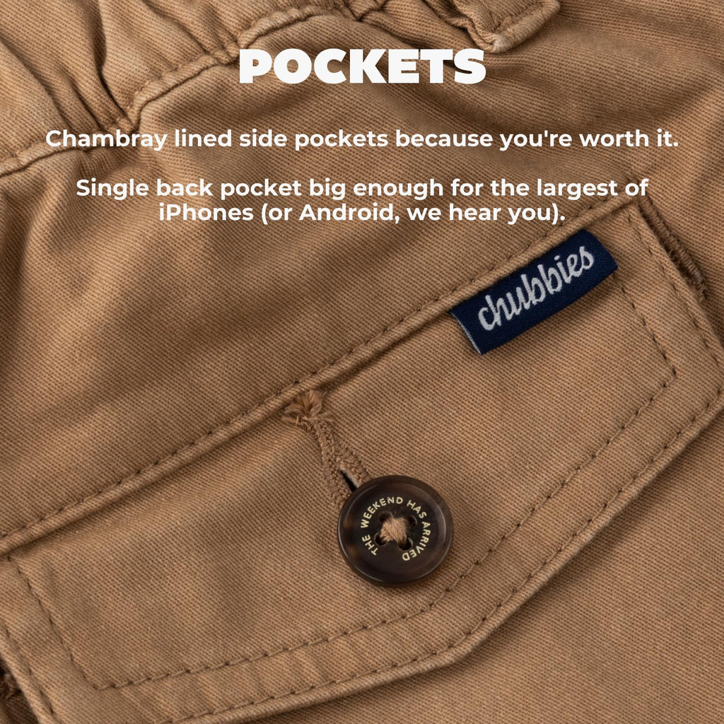 Chubbies Chino Shorts Men 5.5 Inch - Mens Shorts Casual with Elastic Waistband, Side and Back Pockets, Stretch Cotton Blend (Dark N Stormies, X-Small)