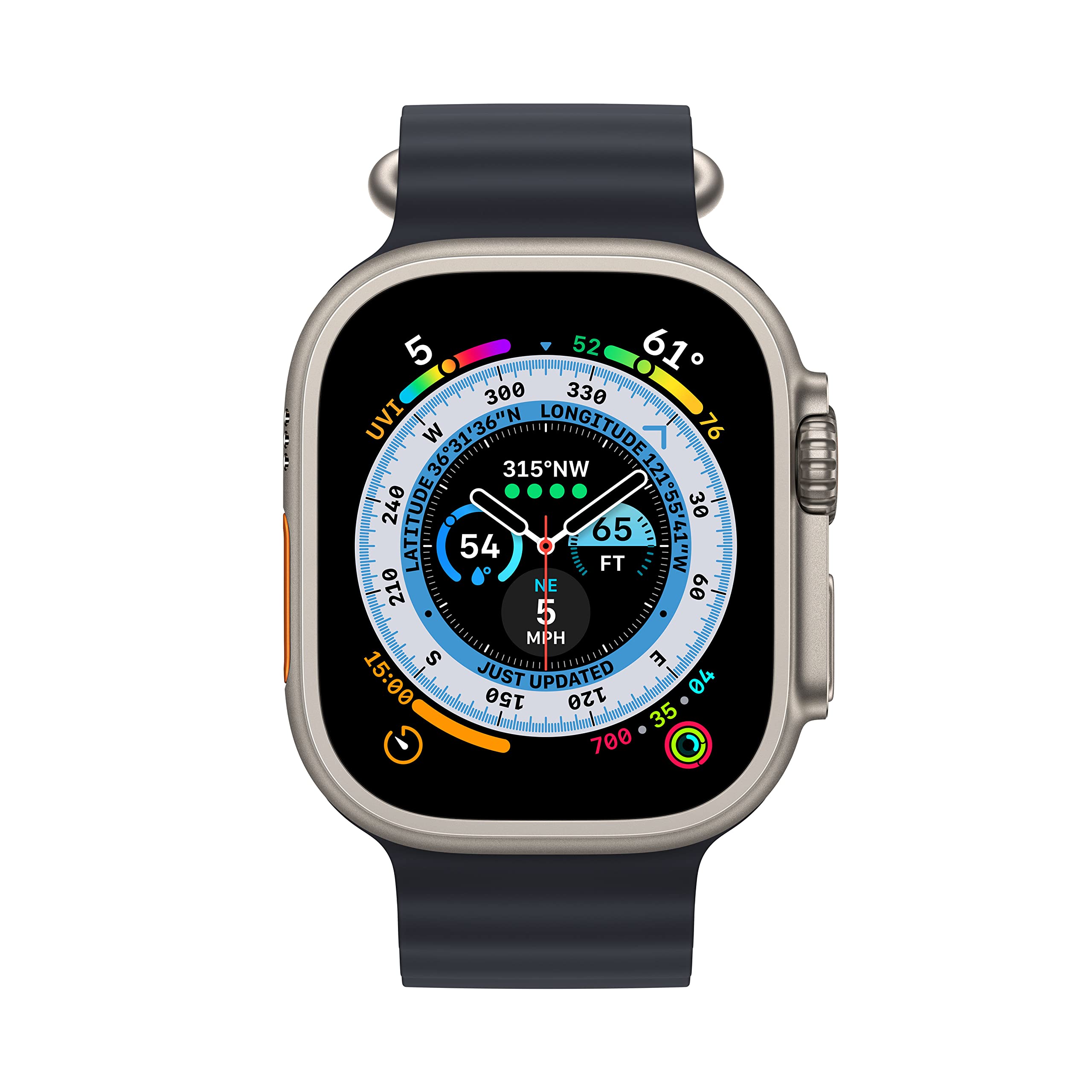 Apple Watch Ultra [GPS + Cellular 49mm] Titanium Case with Midnight Ocean Band, One Size (Renewed Premium)
