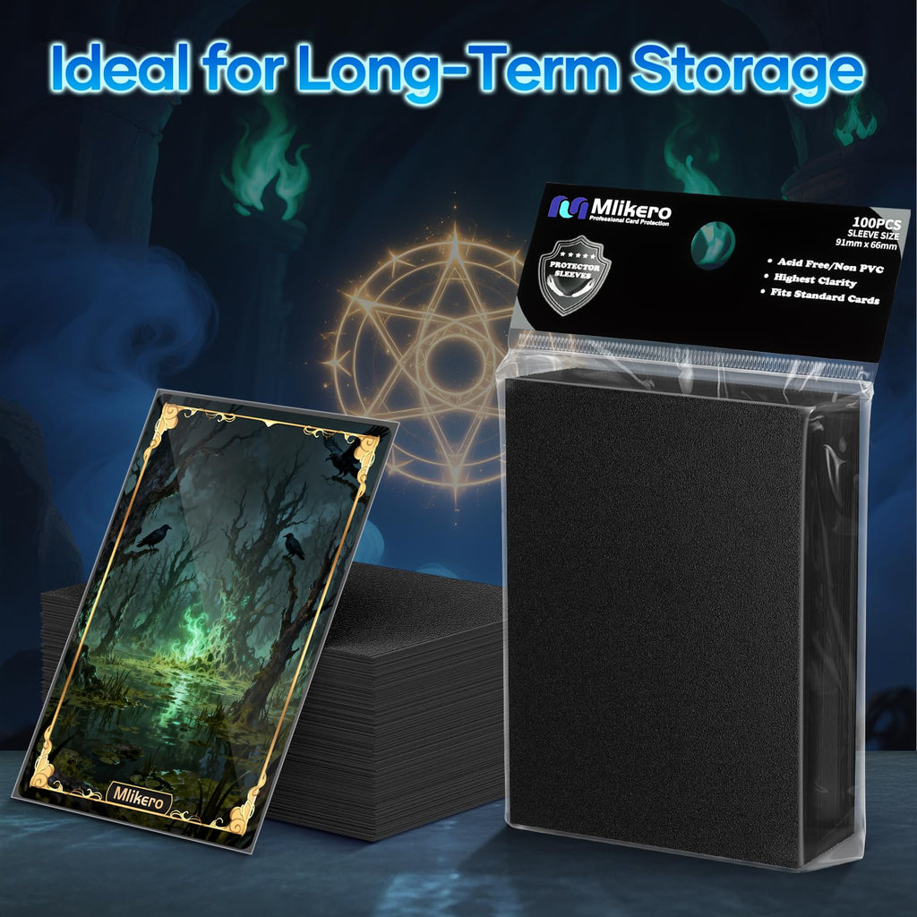 500 Counts Black Card Sleeves, Matte Card Sleeve Deck Card Protectors, Trading Card Sleeves Fit for MTG, TCG and Sports Cards